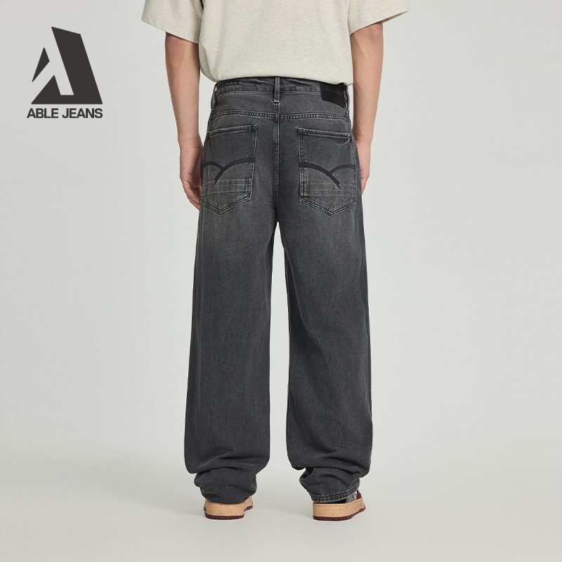 ABLE JEANS【宽松直筒裤】男士美式复古工装宽松阔腿直筒牛仔裤 - 图2