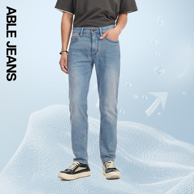 ABLE JEANS【修身裤】夏季酷爽牛仔薄款男士修身小脚通勤牛仔裤男