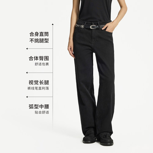 ABLE JEANS【大直筒裤】春夏新款女士水洗复古显瘦宽松阔腿牛仔裤 - 图1
