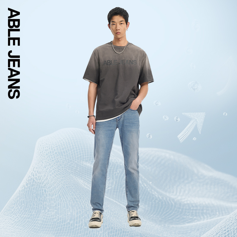 ABLE JEANS【修身裤】夏季酷爽牛仔薄款男士修身小脚通勤牛仔裤男