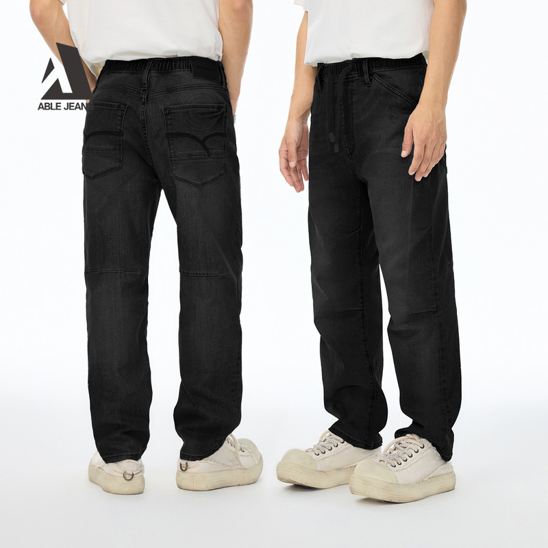 ABLE JEANS【束腰直筒滑板裤】25冬男士加绒保暖宽松运动牛仔裤,淘宝优惠券,粉丝福利购,淘宝优惠卷
