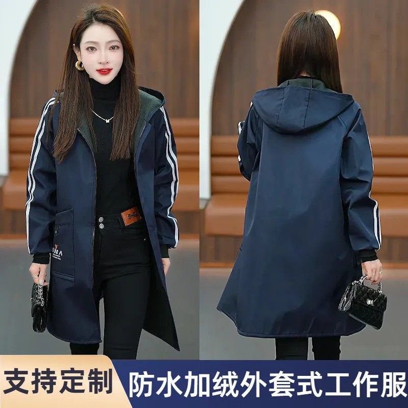 秋冬防水加绒罩衣女大人防风耐脏外穿工作服厨房长袖时尚洋气围裙,淘宝优惠券,粉丝福利购,淘宝优惠卷