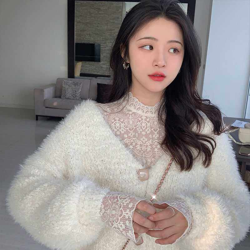 蕾丝加绒打底衫女秋冬新款大码胖mm高领绣花镂空内搭小衫网纱上衣,淘宝优惠券,粉丝福利购,淘宝优惠卷