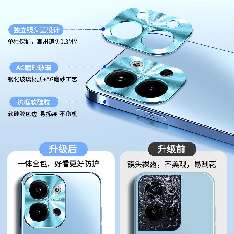 适用opporeno9手机壳reno9pro新款磨砂玻璃reno9高级感+十全包防摔5g套0ppo高端opooreno男oppo女款ooporeno9 - 图2