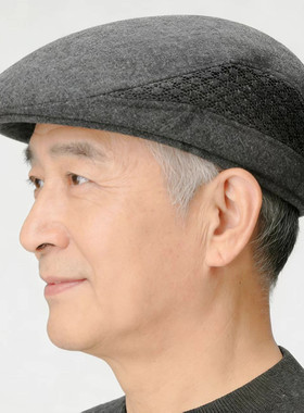 凉鸭舌帽子中老年男士春夏季新款亚麻老人户外休闲鸭舌前进帽