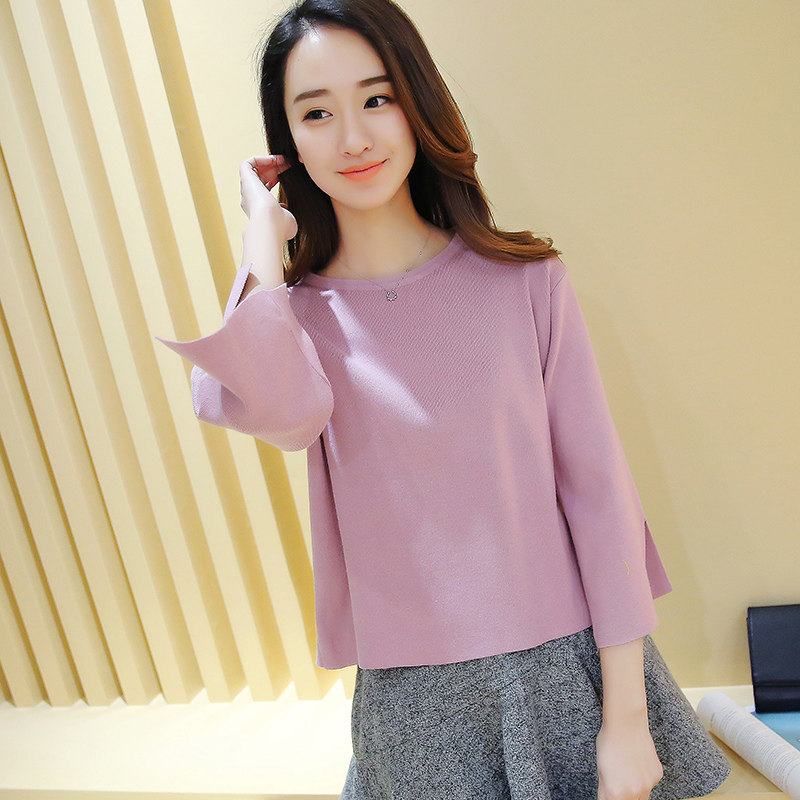 春装2020新款中袖女韩版短款针织衫 雪薇格毛针织衫