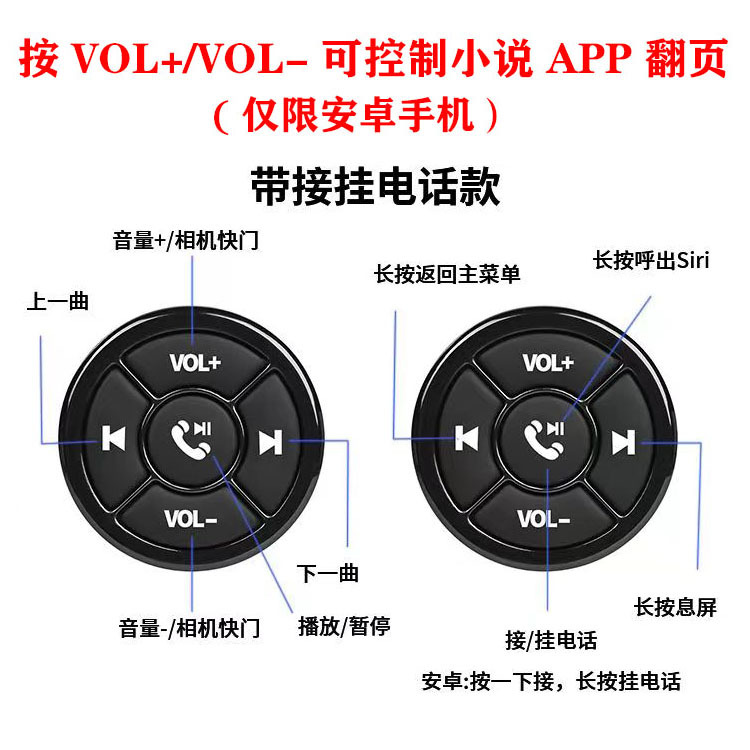 新款汽车方向盘蓝牙多功能按键车载手机控制器无线遥控器方控改装 - 图1