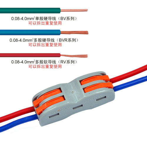 2位对接快速接线端子电线接线头压线排快接头二孔按压接线器SPL-2 - 图1