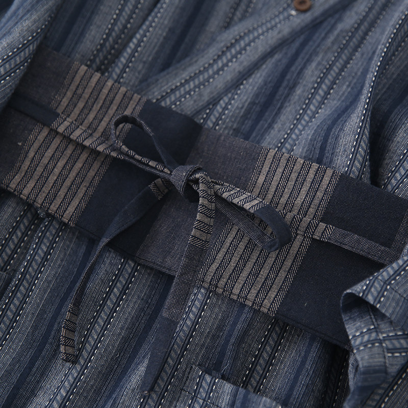 纯棉日式和风条纹复古秋女女浴衣 fanduo梵朵睡衣/家居服套装