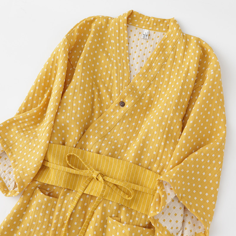 日式和风情侣纯棉双层纱睡裙秋睡袍 fanduo梵朵睡衣/家居服套装