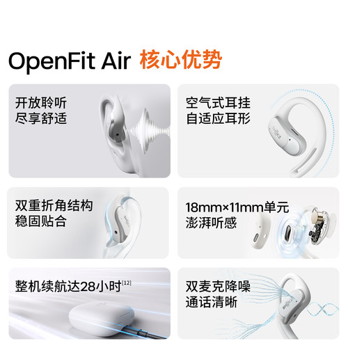Shokz韶音OpenFit Air 开放式蓝牙运动耳机无线耳挂式跑步健身 - 图0