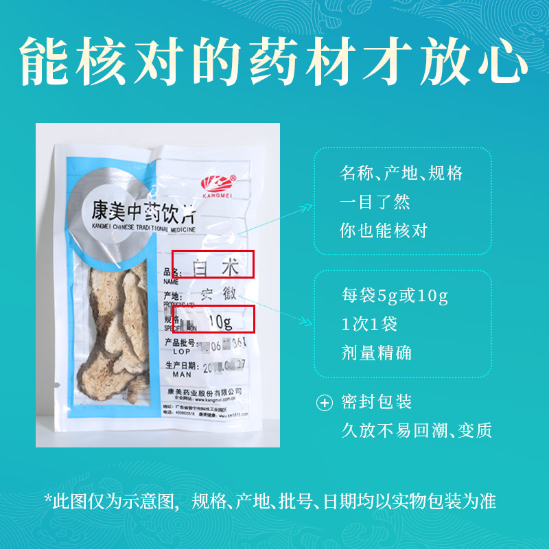 康美 白术10g 生白术切片泡酒中药材代抓配饮片中草药 浙江/安徽 - 图2