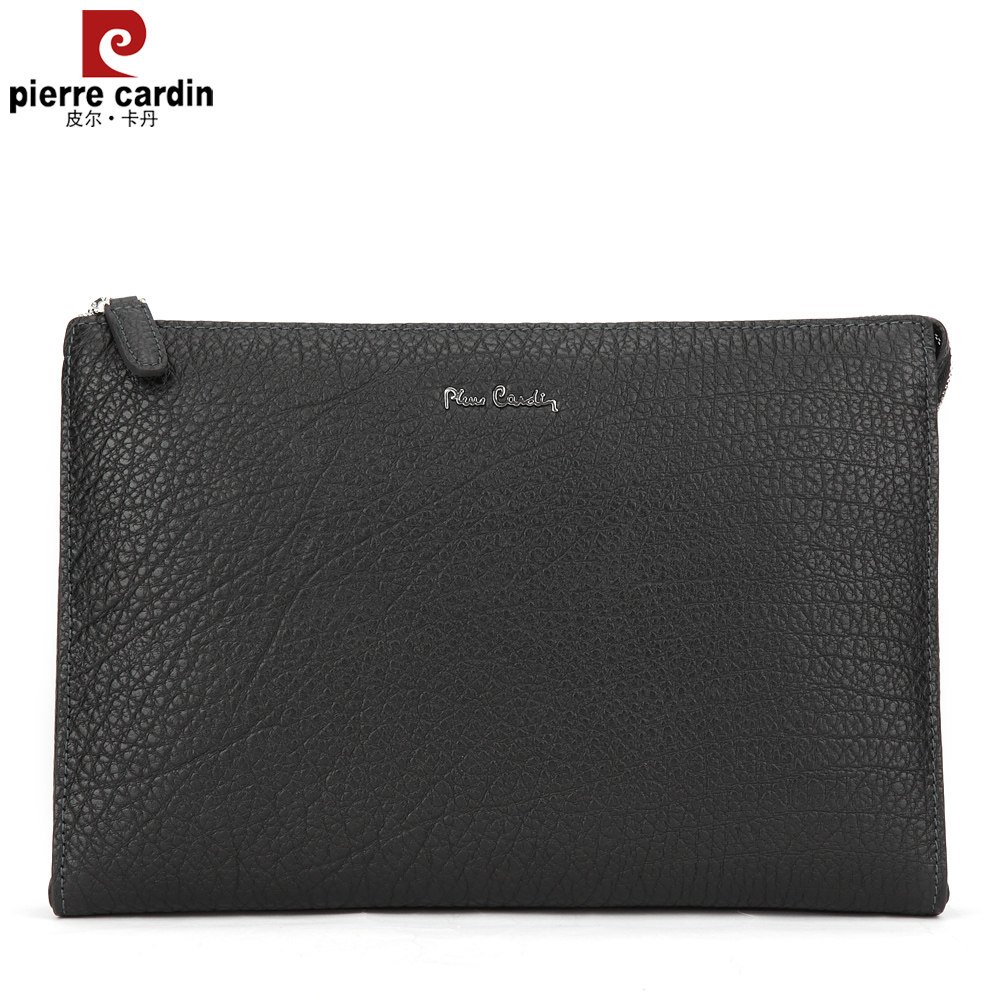 皮尔卡丹男商务头层牛皮休闲手拿包 麦带箱包男士包袋