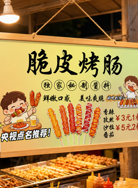 烤肠广告贴纸挂画吸引人布置