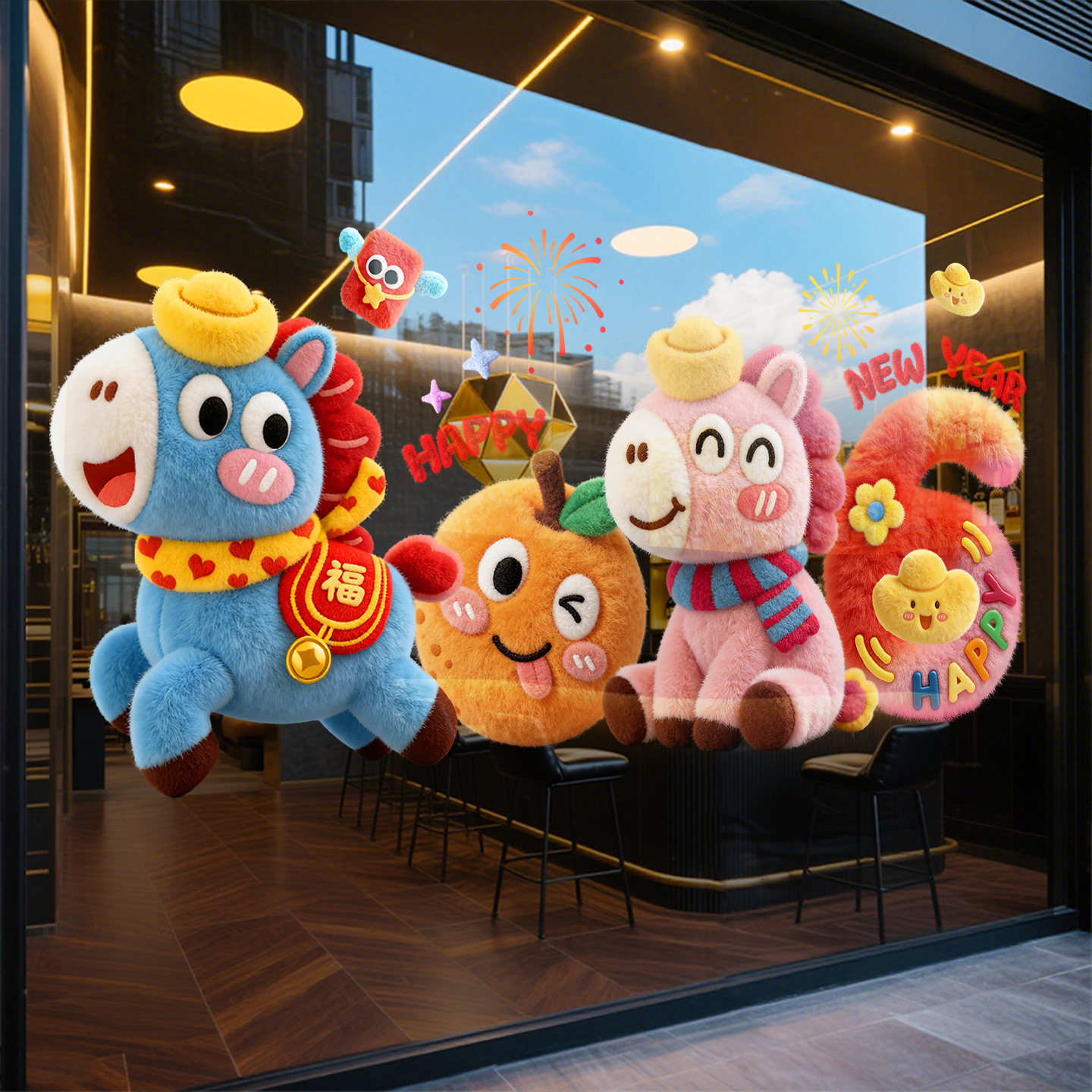 新年装饰贴纸橱窗窗贴2026贺年装扮玻璃门贴商场酒店马年春节布置,淘宝优惠券,粉丝福利购,淘宝优惠卷