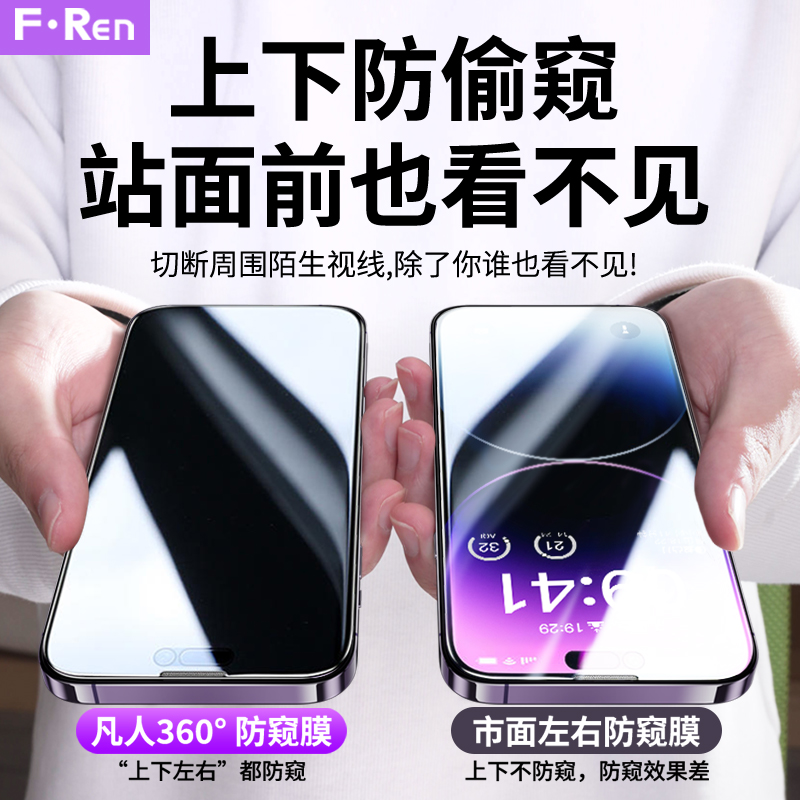 【360度防窥膜】适用苹果14promax新款15防窥钢化膜iphone13防偷窥12手机膜Plus全覆盖11抗指纹xr全包xs贴膜 - 图1