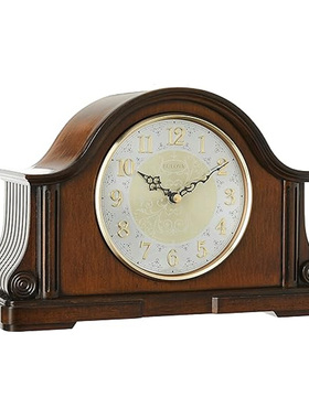 美式摆件台钟BULOVA实木时钟复古