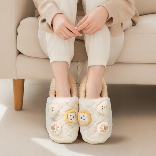买1送1包跟棉拖鞋情侣家居一对2025新款室内保暖毛拖鞋女士冬季男 - 图2