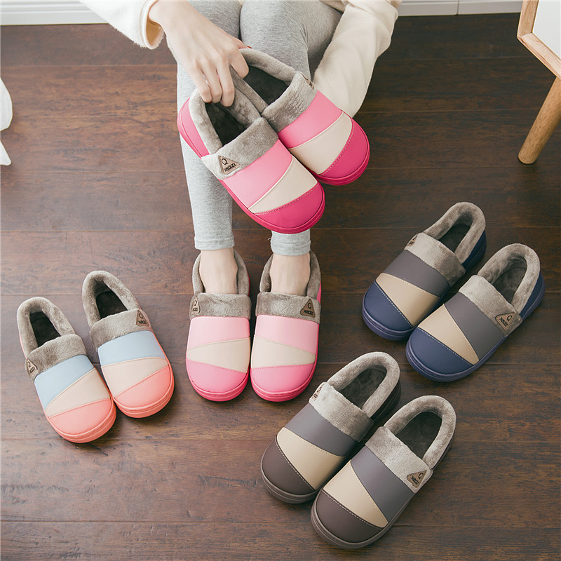 tzldn旗舰店秋冬季居家棉拖鞋家用男士包跟防水厚底室内家居保暖毛棉鞋冬天女1