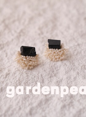 gardenpea原创手作天然石海蓝石黑碧玺耳饰女简约高级感耳钉耳夹