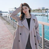 Длинный плащ, весенняя черная модная куртка, средней длины, коллекция 2023, в корейском стиле, в британском стиле