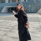 Длинный плащ, весенняя черная модная куртка, средней длины, коллекция 2023, в корейском стиле, в британском стиле