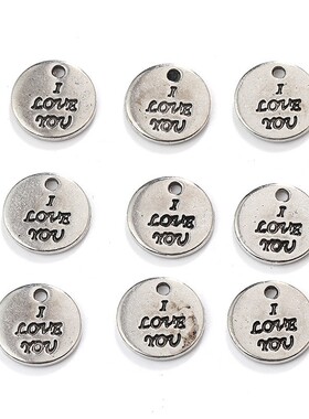 欧美热销 10mm I LOVE YOU 合金圆形吊坠 复古合金饰品配件