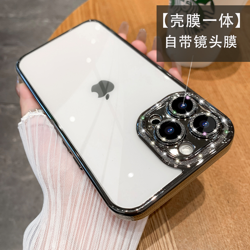 自带镜头膜iPhone13手机壳奢华闪粉苹果13pro新款女高级感14promax透明全包硅胶防摔14Plus网红潮牌12Pro时尚 - 图0