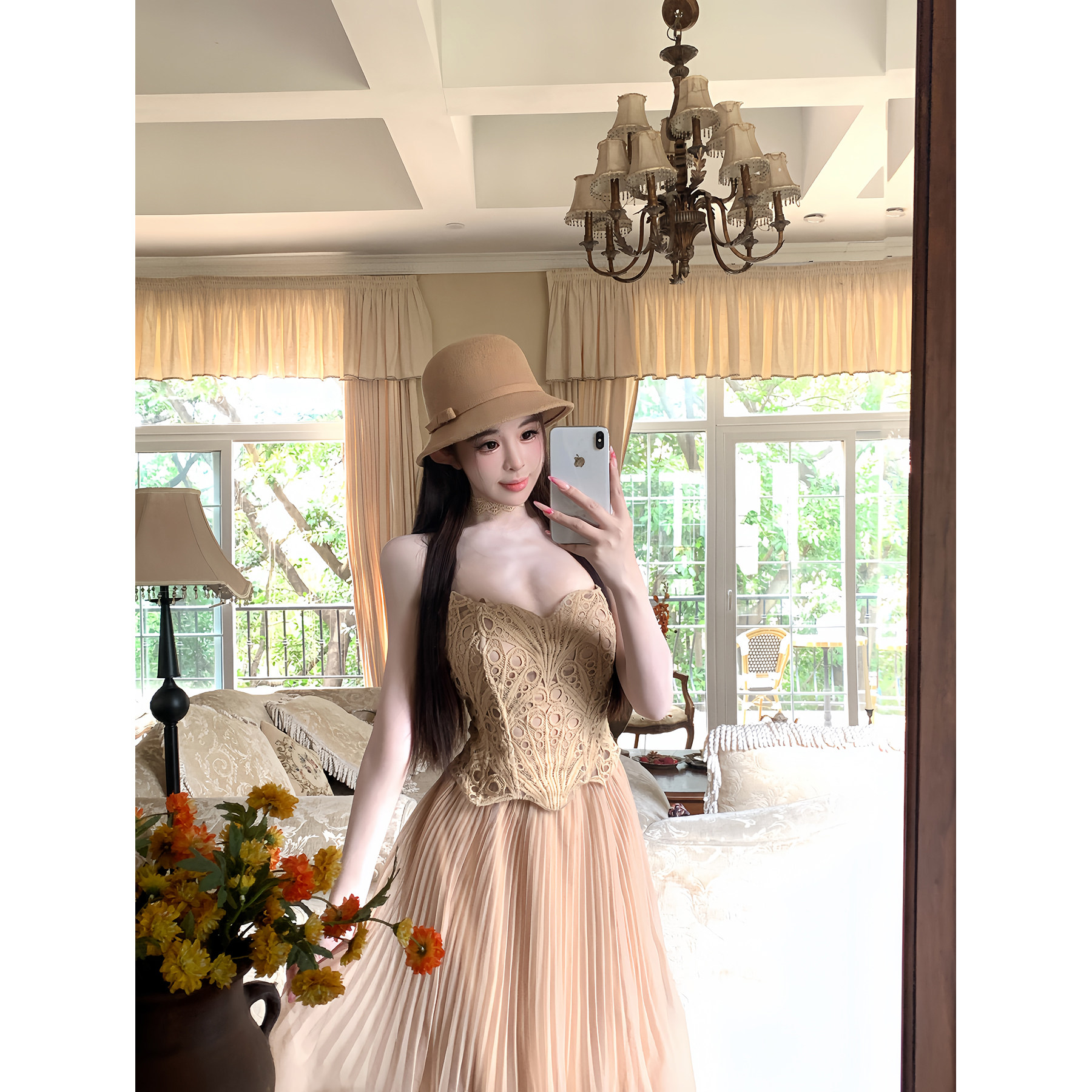 项天鹅er 富家千金小洋装女套装2025冬季法式蕾丝抹胸上衣半身裙,淘宝优惠券,粉丝福利购,淘宝优惠卷