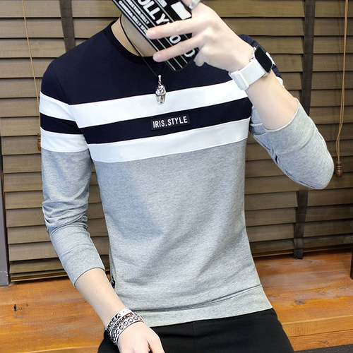 Мужское осеннее трендовое хлопковое термобелье, футболка, весенний лонгслив