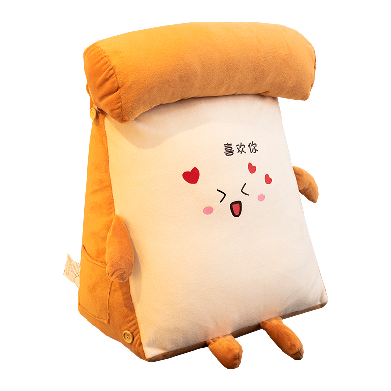 秋冬卡通毛绒加厚弹力三角小靠背垫软包护腰靠枕垫睡觉抱枕可拆洗 - 图0