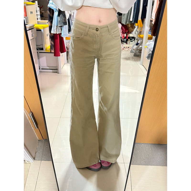 加绒加厚卡其色微喇牛仔裤女秋冬季辣妹高腰显瘦直筒喇叭拖地长裤,淘宝优惠券,粉丝福利购,淘宝优惠卷