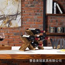 Solid Wood Red Wine Rack Swing Piece Creative Landing Show Shelf Home Wine Bottle Shelving Living-room Wall-mounted Wine Shelf