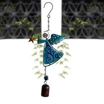 Metal Craftsmanship Garden Balcony Pint Angel Wind Bell Glass Color Painted Hanging Accessories Floral Pendant Creative Burst Design