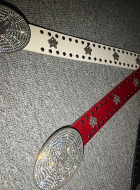 ROLLINGMONEY进口满钻定制合金快拆野牛皮植鞣真皮带亚街头文化风