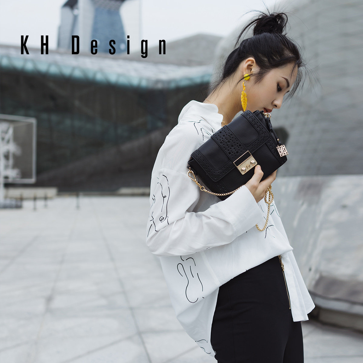 kh design明治真皮小方包潮链条包 khdesign女士包袋