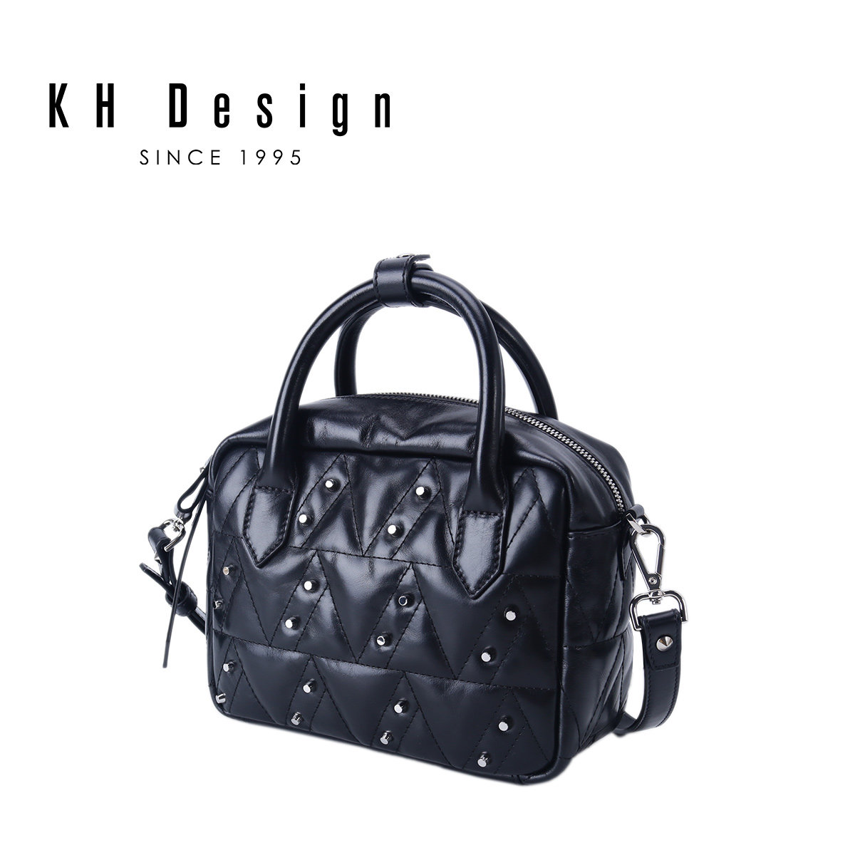 kh铆钉车线菱格波士顿手提单肩包 khdesign女士包袋