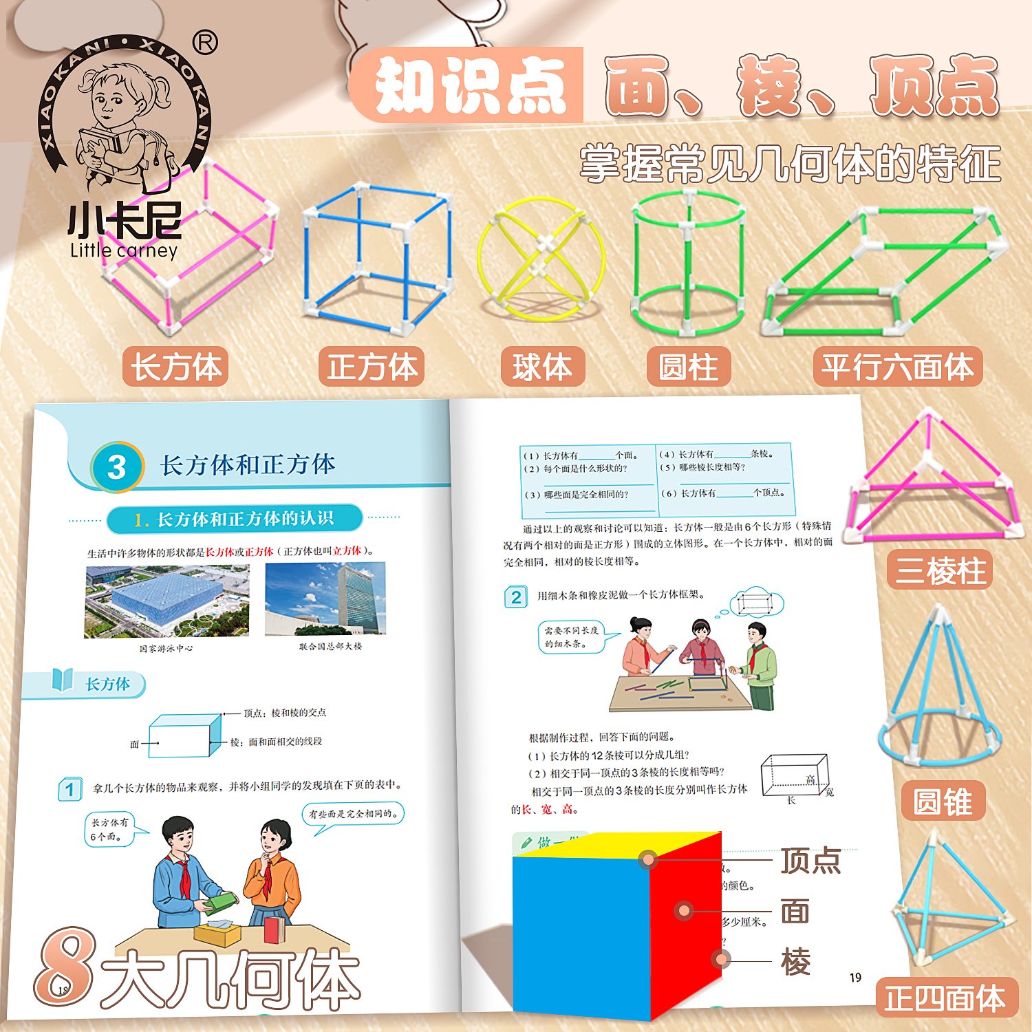 五年级数学教科书同款教具学具套装观察器正方体正方体方位观察套装棱长与表面积演示器分数学习套装 - 图1