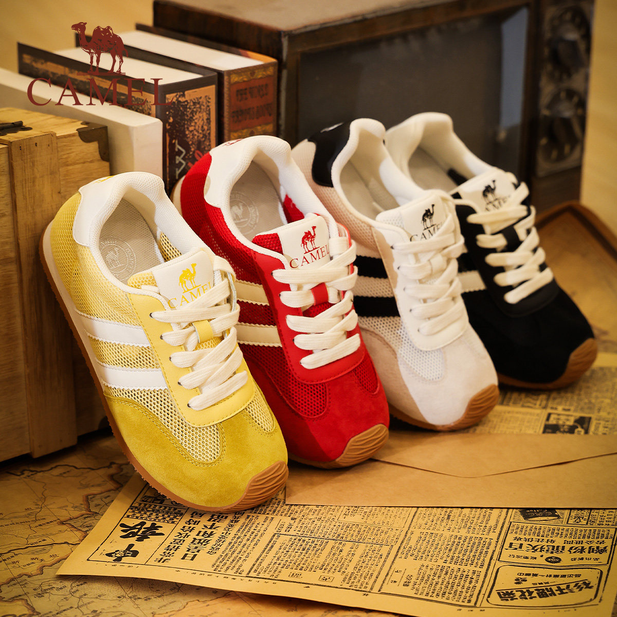 骆驼儿童网面运动鞋透气网孔男女童休闲鞋子青少年夏季新款德训鞋