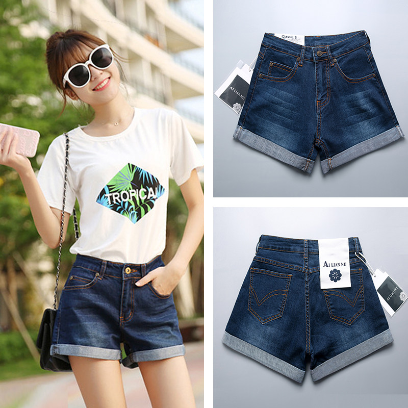 白色a字牛仔女夏2020高腰潮短裤 艾莲奴牛仔裤