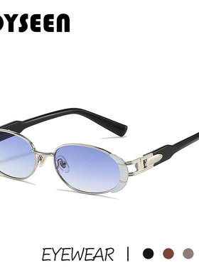 金属椭圆小框老钱风墨镜女