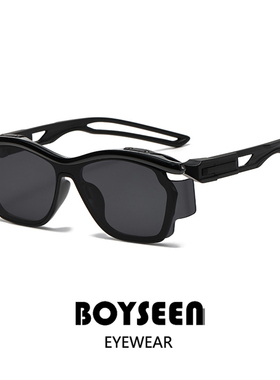 未来感曲面反光墨镜男女走秀设计感太阳镜城市机能风无框墨镜