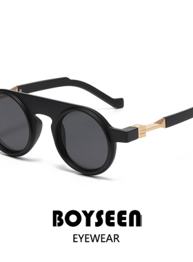 2026欧美朋克风太阳镜圆形复古男士墨镜可配度数驾驶防晒UV400