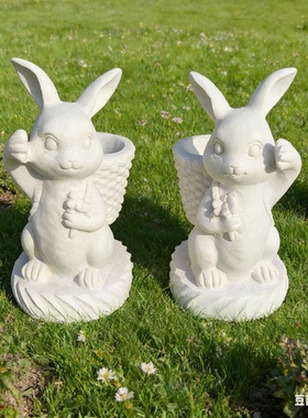 石雕汉白玉兔子庭院别墅小区装饰石雕兔子十二生肖兔子卡通兔摆件
