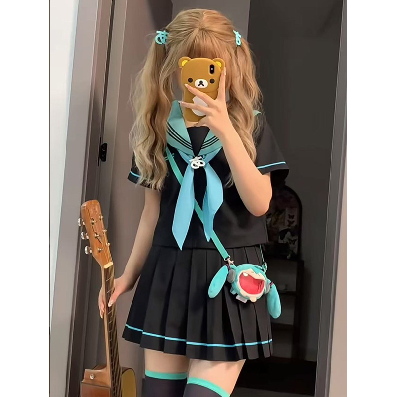 原创jk制服套装学院风水手服青本绘长袖短袖衬衫JK短裙新款中间服 - 图3