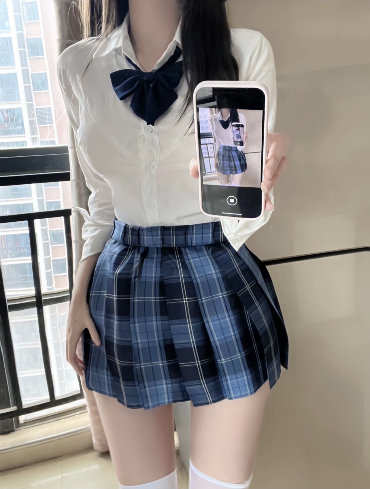 JK制服套装夏学院风辣妹白色收腰衬衫女短袖纯欲衬衣设计感小众潮-图1