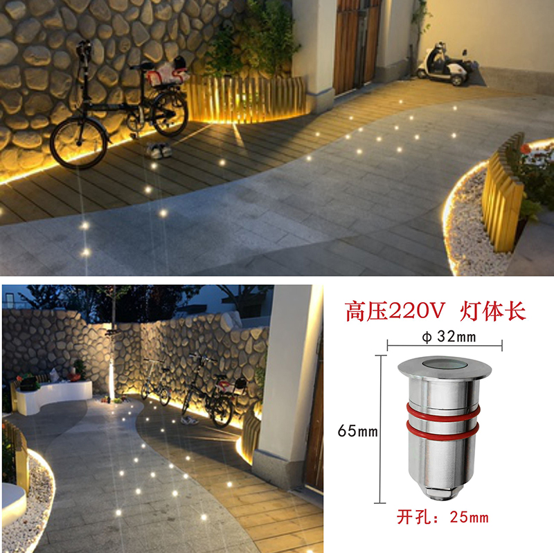 led水下地埋灯不锈钢1W星光灯户外防水嵌入式埋地灯台阶灯星星灯 - 图1