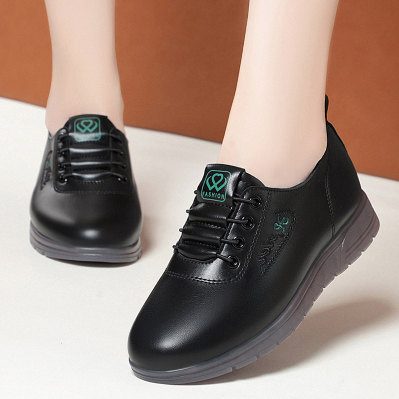 真皮休闲皮鞋女牛筋底深口软底软面舒适轻便妈妈鞋子2023新款单鞋,淘宝优惠券,粉丝福利购,淘宝优惠卷