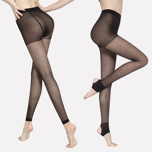 浪莎透肤九分丝袜春夏不连脚防勾丝超薄踩脚肉黑美腿显瘦连裤袜子 - 图0