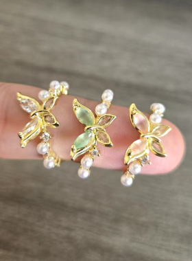 甜美百搭镶钻蝴蝶戒指女轻奢小众设计感指环超仙手饰品戒指